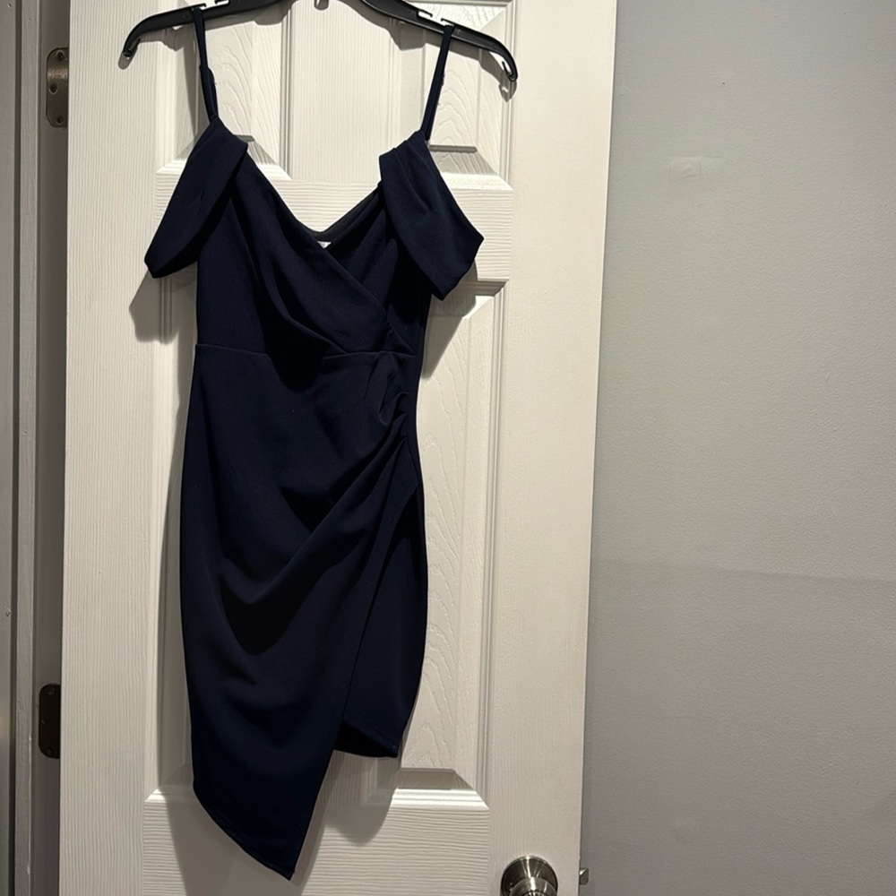 Navy Blue Off Shoulder Mini Dress